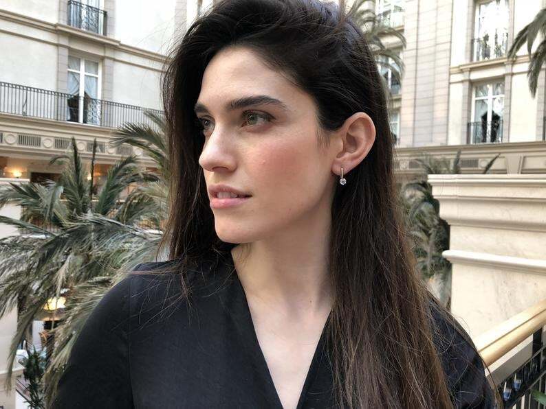 Dainty Moonstone Earrings, Rainbow Moonstone, Natural Moonstone, June Birthstone, Solitaire Earrings, White Earrings, 925 Silver Earrings