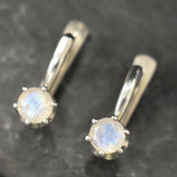 Dainty Moonstone Earrings - Natural Rainbow Moonstone - Long Moonstone Studs