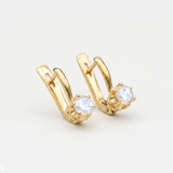 Dainty Moonstone Earrings - Natural Rainbow Moonstone - Long Moonstone Studs