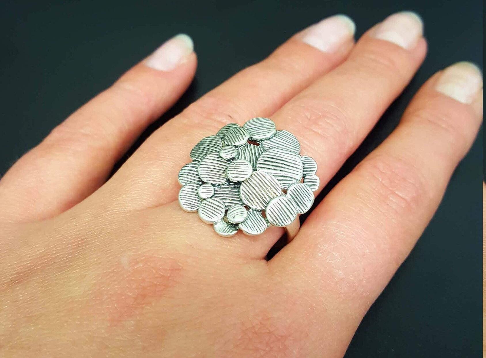 Flower Ring, Statement Ring, Solid Silver Ring, Silver Flower Ring, Artistic Ring, Unique Ring, Sterling Silver Ring, Flower Design, Flower