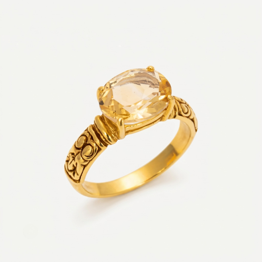 Natural Citrine Ring made in 18k Gold Vermeil with Natural Yellow Citrine in setting, November Birthstone gift idea, symbolizes joy, abundance, and personal power, ideal for everyday wear and perfect for birthday gifting and special occasions.