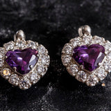 Purple Heart Earrings - Natural Amethyst Earrings, Princess Heart Earrings