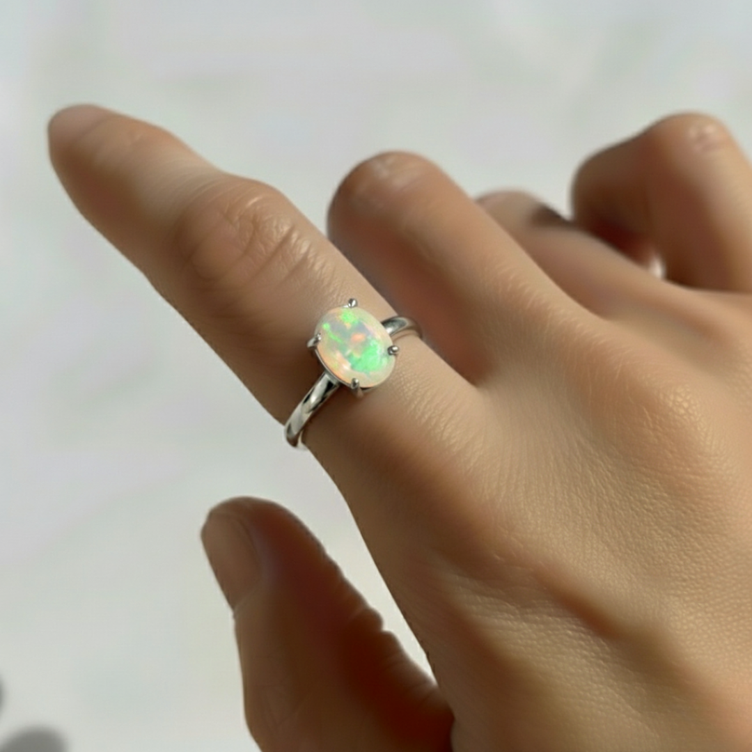 Beautiful Fire Opal Ring in 925 Sterling Silver, a thoughtful gift for October birthdays and special celebrations. Ideal for daily wear.