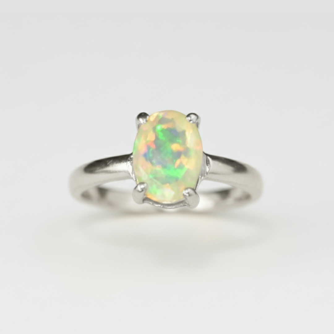 Charming Fire Opal Ring in 925 Sterling Silver, ideal for birthdays and perfect for adding sparkle to everyday looks.
