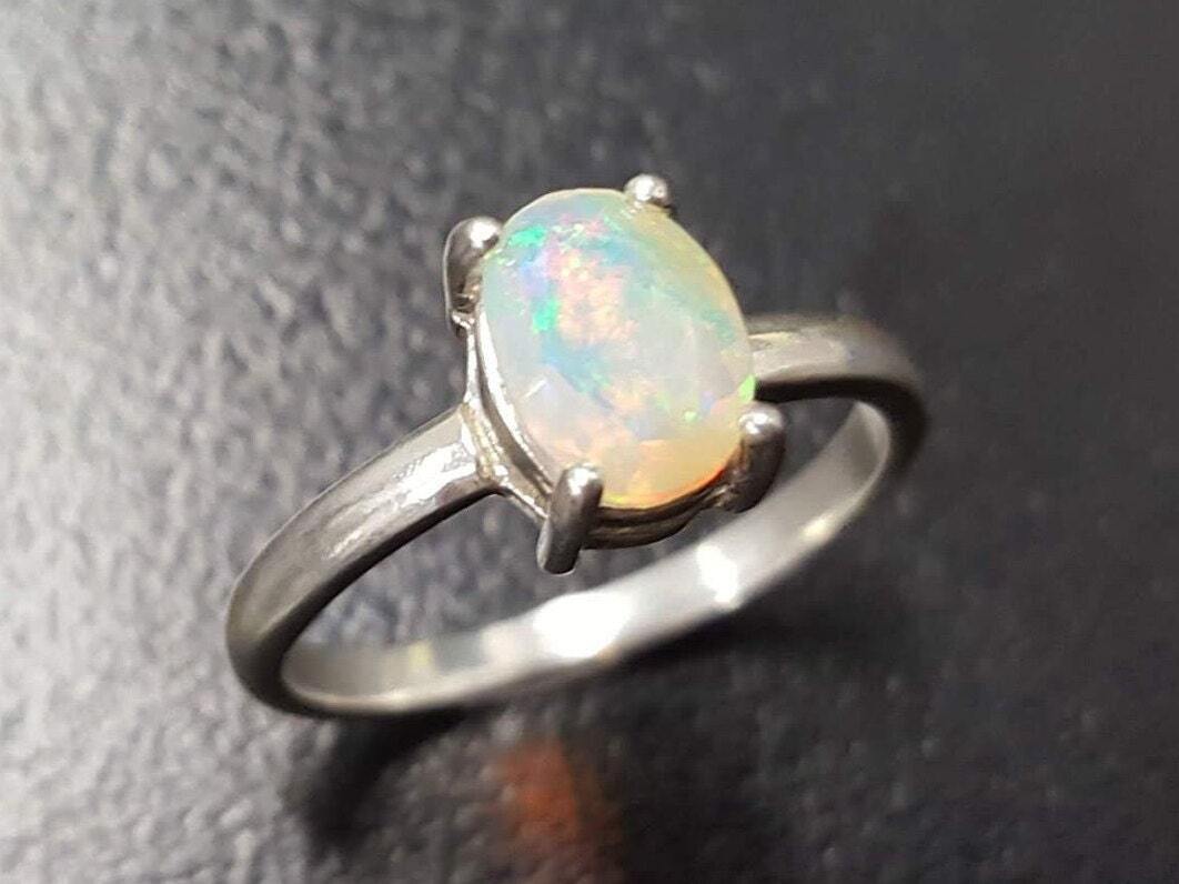 Ethiopian Opal Ring, Opal Ring, Natural Opal, October Birthstone, Promise Ring, Fire Opal Ring, Opal Vintage Ring, October Ring, Silver Ring