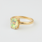 Stunning Gold Opal Ring - Timeless Solitaire Design in 18k Gold Vermeil, ideal for special celebrations and everyday elegance.