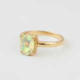 Stunning Gold Opal Ring - Timeless Solitaire Design in 18k Gold Vermeil, ideal for special celebrations and everyday elegance.