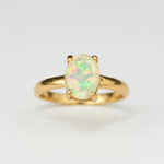 Gold Opal Ring - Exquisite Natural Opal set in 18k Gold Vermeil, a chic accessory for any occasion and a great gift choice.
