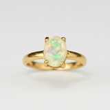 Gold Opal Ring - Exquisite Natural Opal set in 18k Gold Vermeil, a chic accessory for any occasion and a great gift choice.