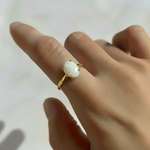 Classic Gold Opal Ring - Natural Opal Set in 18k Gold Vermeil, perfect for daily wear and thoughtful gifting on special occasions.