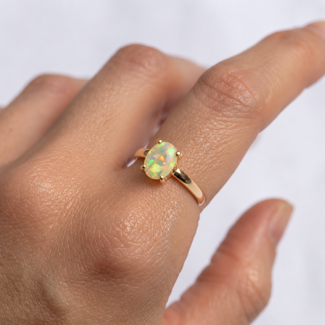 Elegant Gold Opal Ring - Natural Opal in 18k Gold Vermeil, perfect for daily wear and memorable gift occasions.
