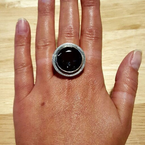 Large Aquamarine Ring, Round Aquamarine, Created Aquamarine, Blue Statement Ring, Large Vintage Ring, Solid Silver Ring, Blue Aquamarine