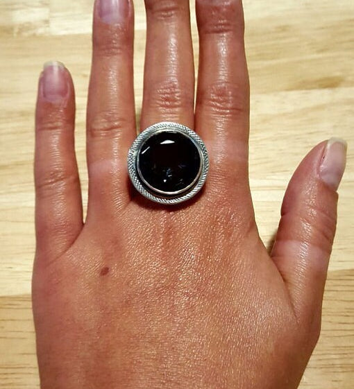 Large Aquamarine Ring, Round Aquamarine, Created Aquamarine, Blue Statement Ring, Large Vintage Ring, Solid Silver Ring, Blue Aquamarine