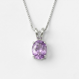 Purple Amethyst Necklace - Natural Amethyst Necklace - Purple Oval Pendant