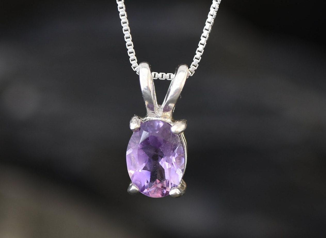 Amethyst Pendant, Natural Amethyst, February Birthstone, Purple Pendant, Vintage Pendant, Dainty Pendant, Solid Silver Pendant, Amethyst