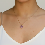 Chic 18k Gold Vermeil Amethyst Pendant with a vibrant purple stone, a thoughtful gift for birthdays and special moments.