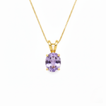 Natural Amethyst Pendant made in 18k Gold Vermeil with Round Natural Purple Amethyst in Prong setting, February Birthstone gift idea, symbolizes peace & clarity, ideal for everyday wear and perfect for birthday gifting and special occasions.