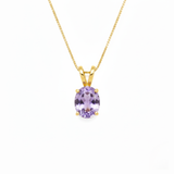Natural Amethyst Pendant made in 18k Gold Vermeil with Round Natural Purple Amethyst in Prong setting, February Birthstone gift idea, symbolizes peace & clarity, ideal for everyday wear and perfect for birthday gifting and special occasions.