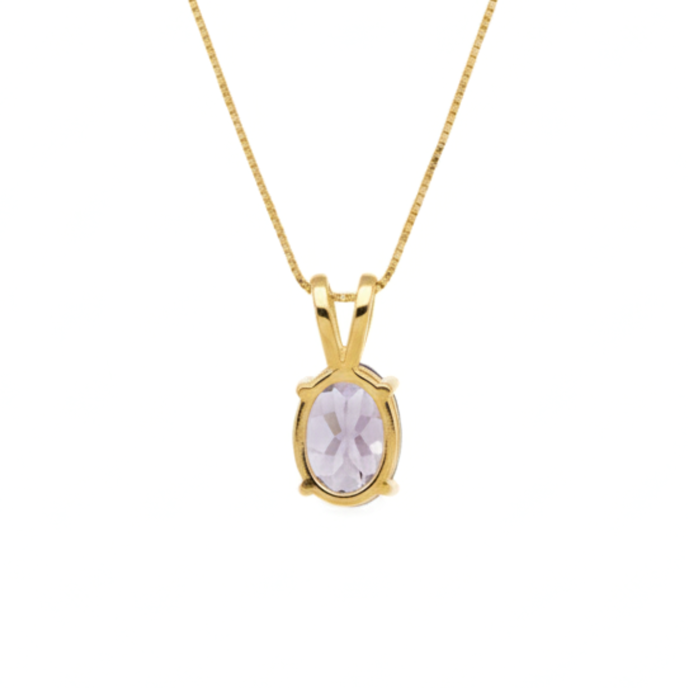 Beautiful 18k Gold Vermeil Amethyst Pendant with a stunning purple gemstone, symbolizes peace and clarity for everyday elegance.