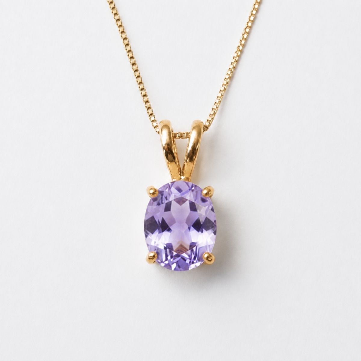 Natural Amethyst Pendant made in 18k Gold Vermeil with Round Natural Purple Amethyst in Prong setting, February Birthstone gift idea, symbolizes peace & clarity, ideal for everyday wear and perfect for birthday gifting and special occasions.