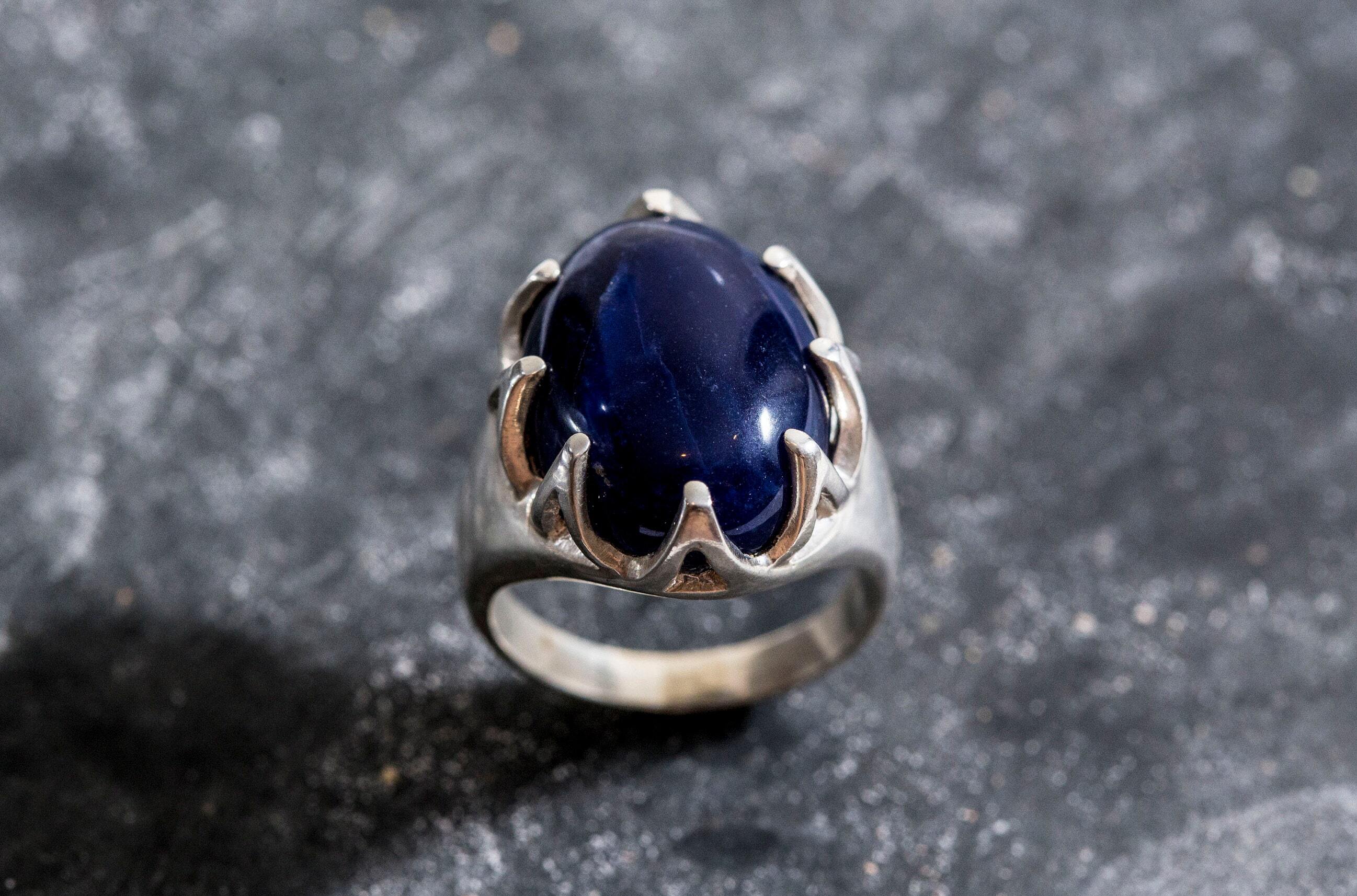 Large Sodalite Ring, Blue Sodalite Ring, Natural Sodalite, Vintage Rings, Large Stone Ring, Deep Blue Ring, Solid Silver Ring, Sodalite