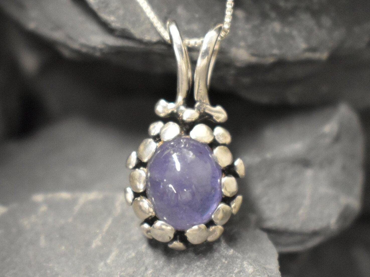 Tanzanite Pendant, Natural Tanzanite, Purple Pendant, December Birthstone, Minimalistic Pendant, Pinecone Pendant, Sterling Silver Pendant