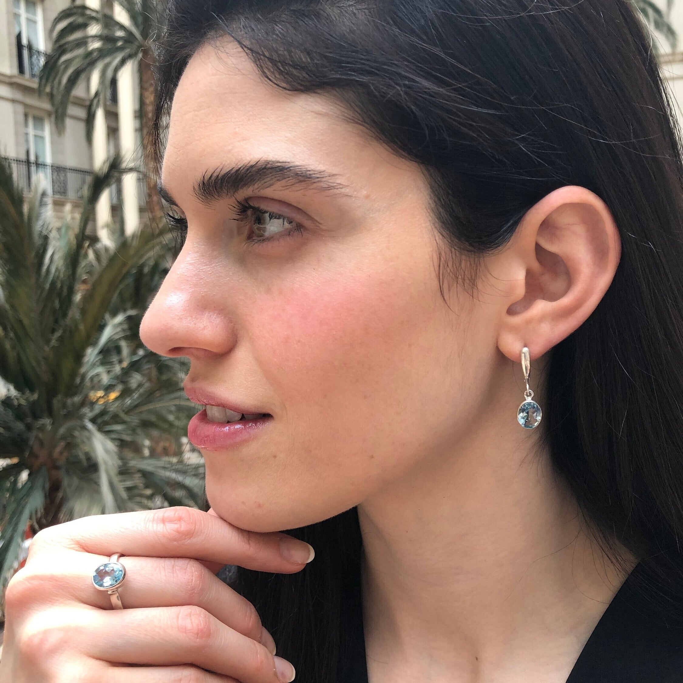 Blue Topaz Earrings, Natural Blue Topaz, Dainty Earrings, December Birthstone, Dangle Earrings, December Earrings,Solid Silver Earrings,Blue