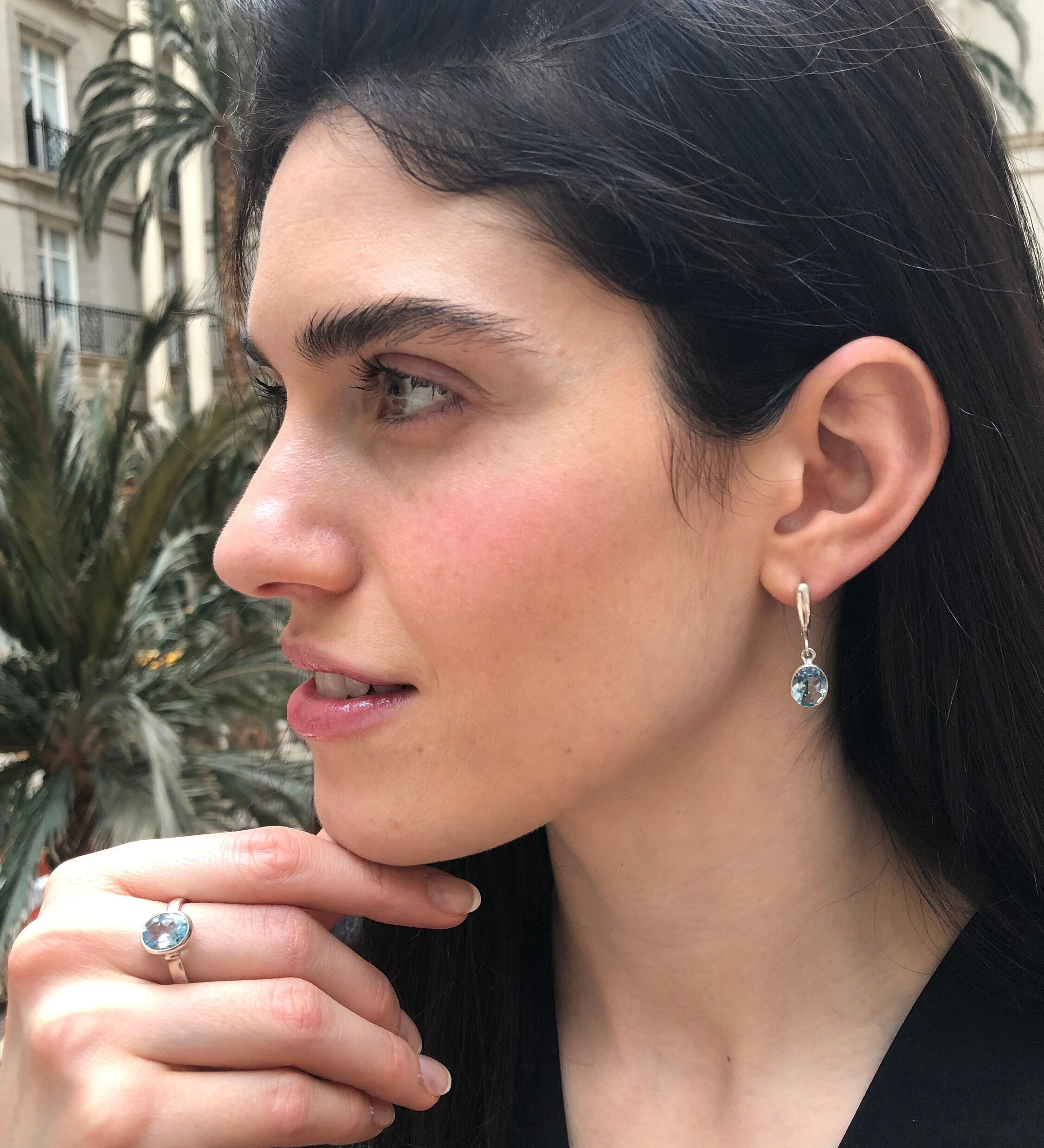 Blue Topaz Earrings, Natural Blue Topaz, Dainty Earrings, December Birthstone, Dangle Earrings, December Earrings,Solid Silver Earrings,Blue