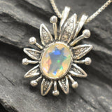 Large Opal Flower Pendant - Natural Opal Necklace - Vintage Statement Necklace