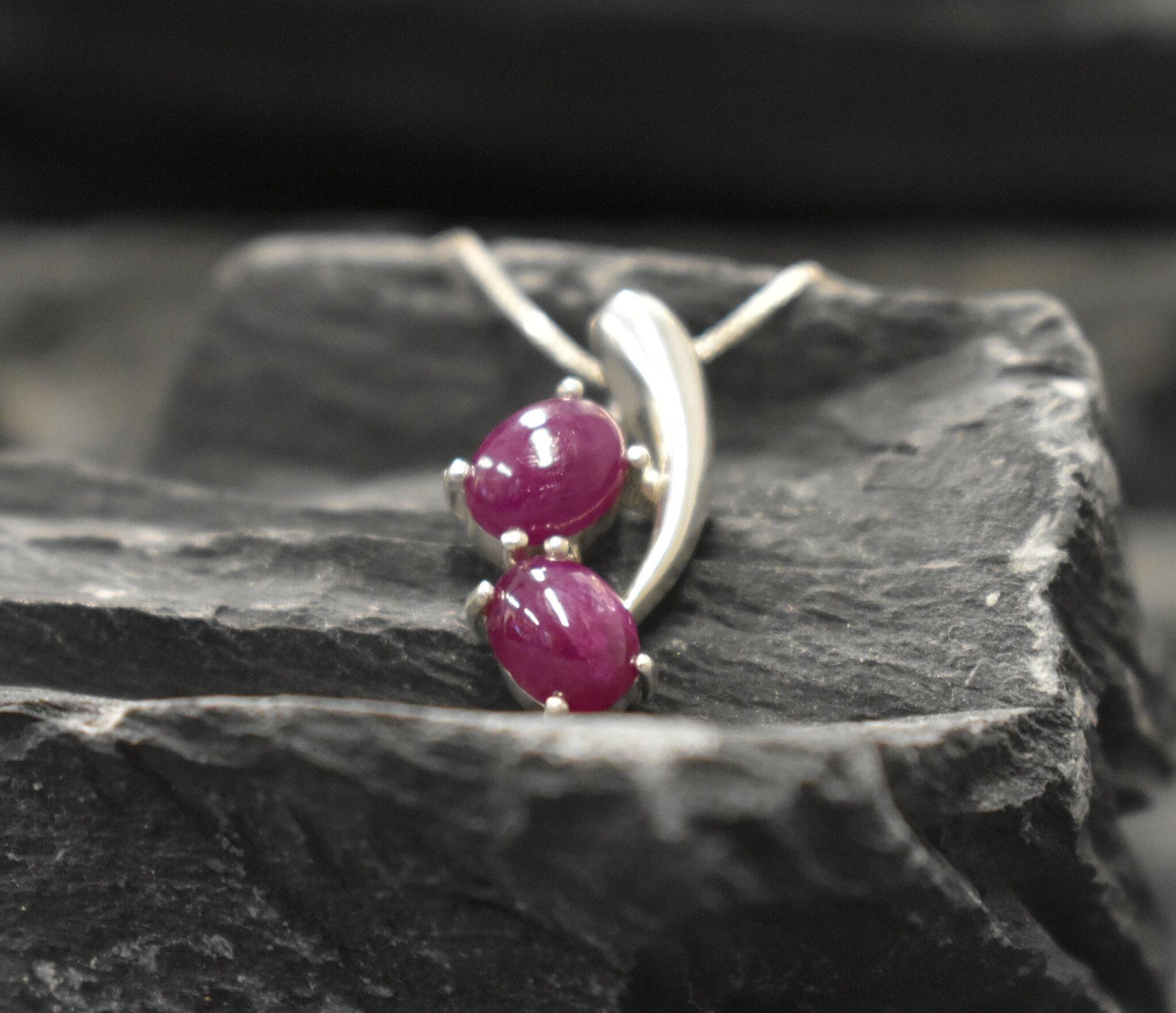 Elegant Natural Ruby Pendant in 925 Sterling Silver, featuring an Oval Red Ruby, perfect for birthdays and special occasions.