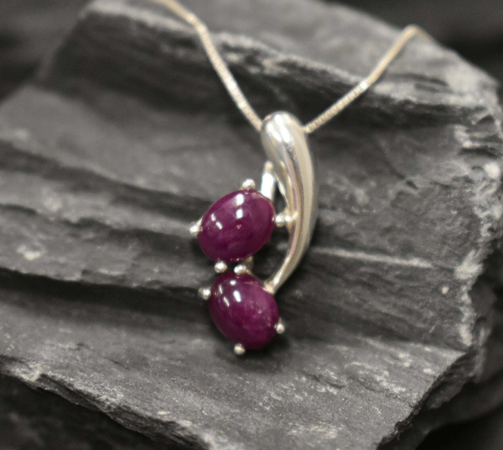 Natural Ruby Pendant made in 925 Sterling Silver with Oval Natural Red Ruby in Two-Stone setting, July Birthstone gift idea, symbolizes nobility, purity, and passion, ideal for everyday wear and perfect for birthday gifting and special occasions.