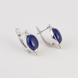 Lapis Earrings - Blue Oval Earrings - Vintage Boho Studs