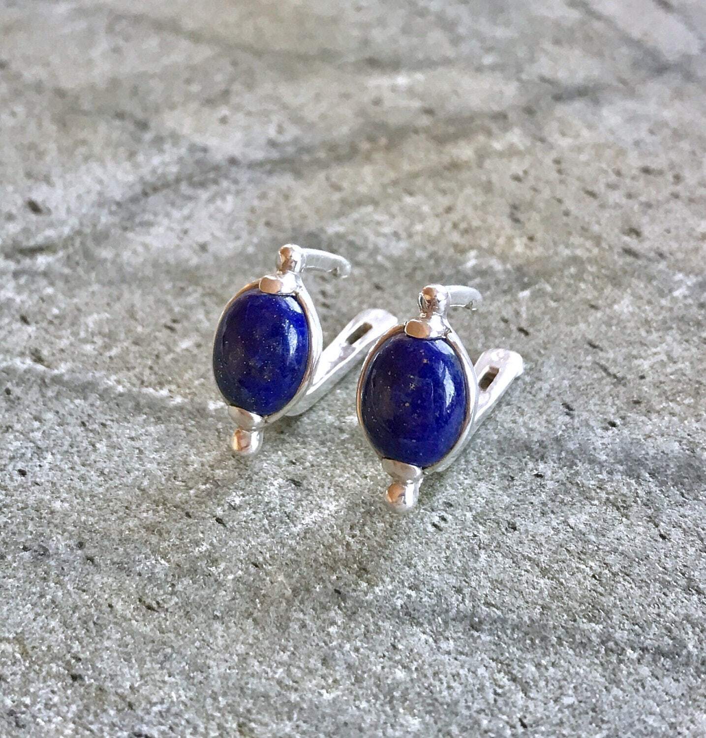 Lapis Earrings, Lapis Lazuli, Blue Earrings, December Birthstone, Vintage Blue Earrings, Vintage Earrings, Stackable, Silver Earrings, Lapis