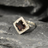 Gold Garnet Ring - Natural Garnet Ring, January Birthstone Ring