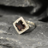 Red Diamond Ring, Garnet Ring, Natural Garnet, January Birthstone, Square Ring, Red Vintage Ring, Red Garnet Ring, Red Ring, 925 Silver Ring
