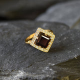 Gold Garnet Ring - Natural Garnet Ring, January Birthstone Ring