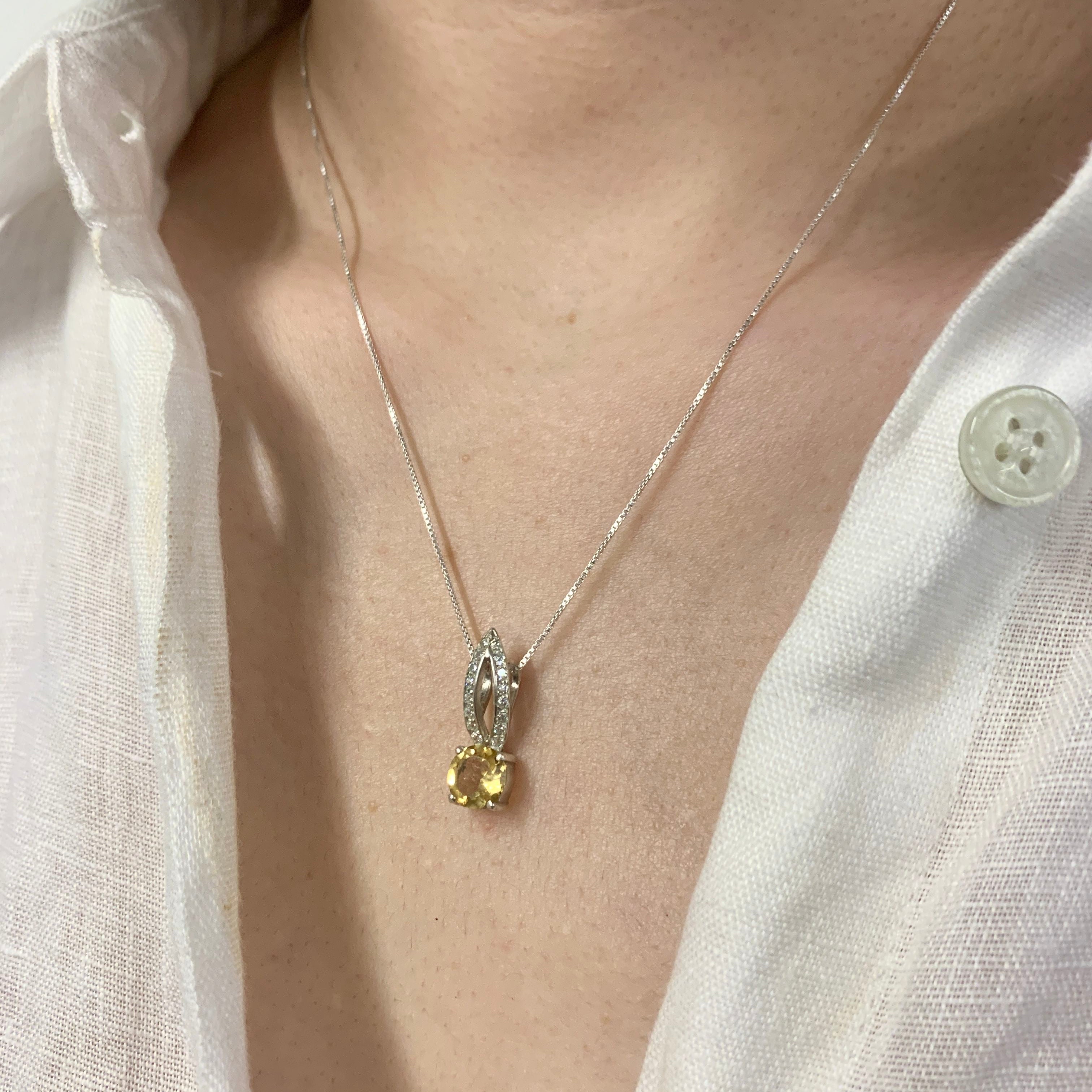 Citrine Pendant, Yellow Citrine Pendant, Natural Citrine Necklace, November Pendant, Wedding Pendant, Citrine Necklace, Dainty Pendant, 925