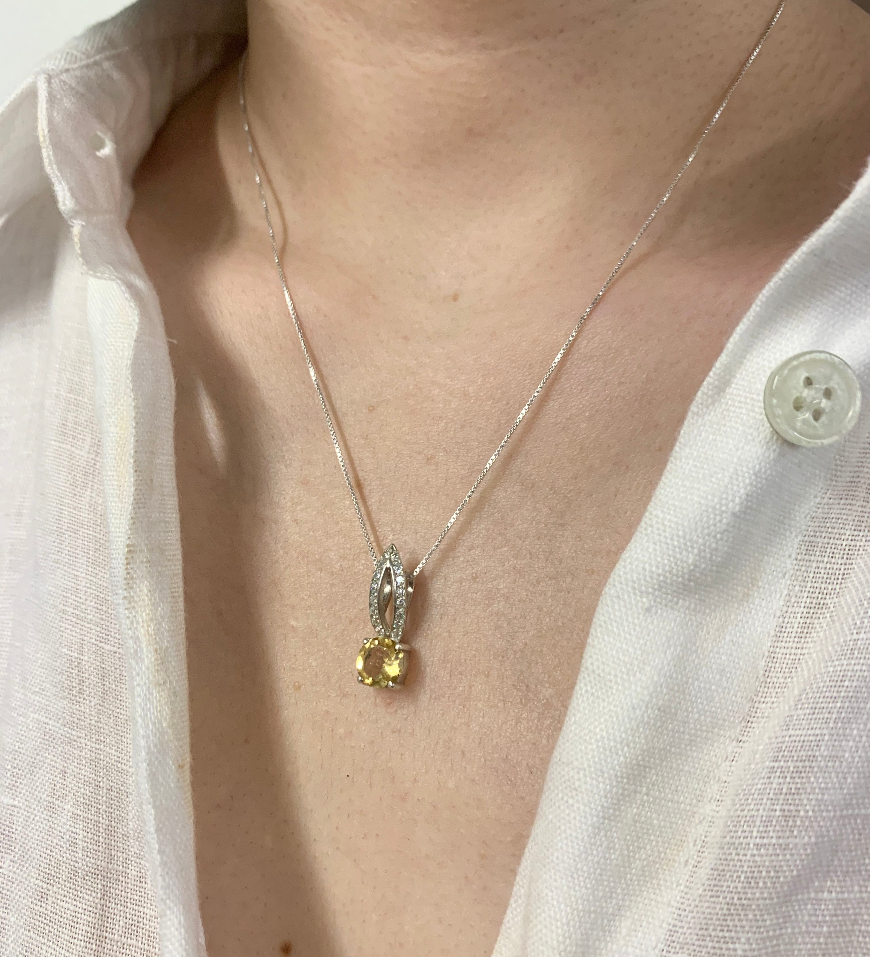 Citrine Pendant, Yellow Citrine Pendant, Natural Citrine Necklace, November Pendant, Wedding Pendant, Citrine Necklace, Dainty Pendant, 925