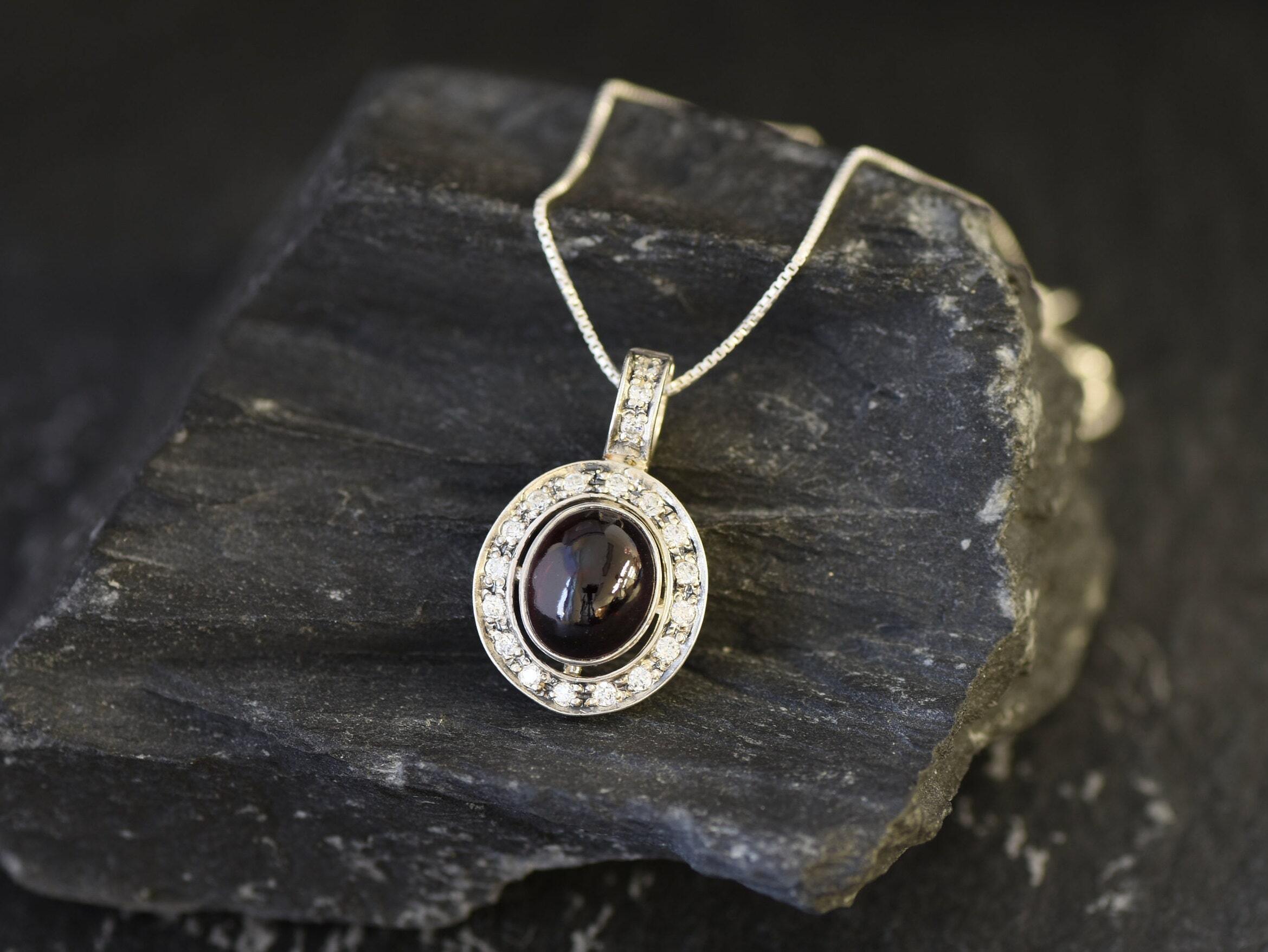 Garnet Pendant, Red Garnet Necklace, Natural Red Garnet, January Birthstone, January Pendant, Oval Garnet, Silver Red Garnet, Solid Silver