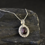 Garnet Pendant, Red Garnet Necklace, Natural Red Garnet, January Birthstone, January Pendant, Oval Garnet, Silver Red Garnet, Solid Silver