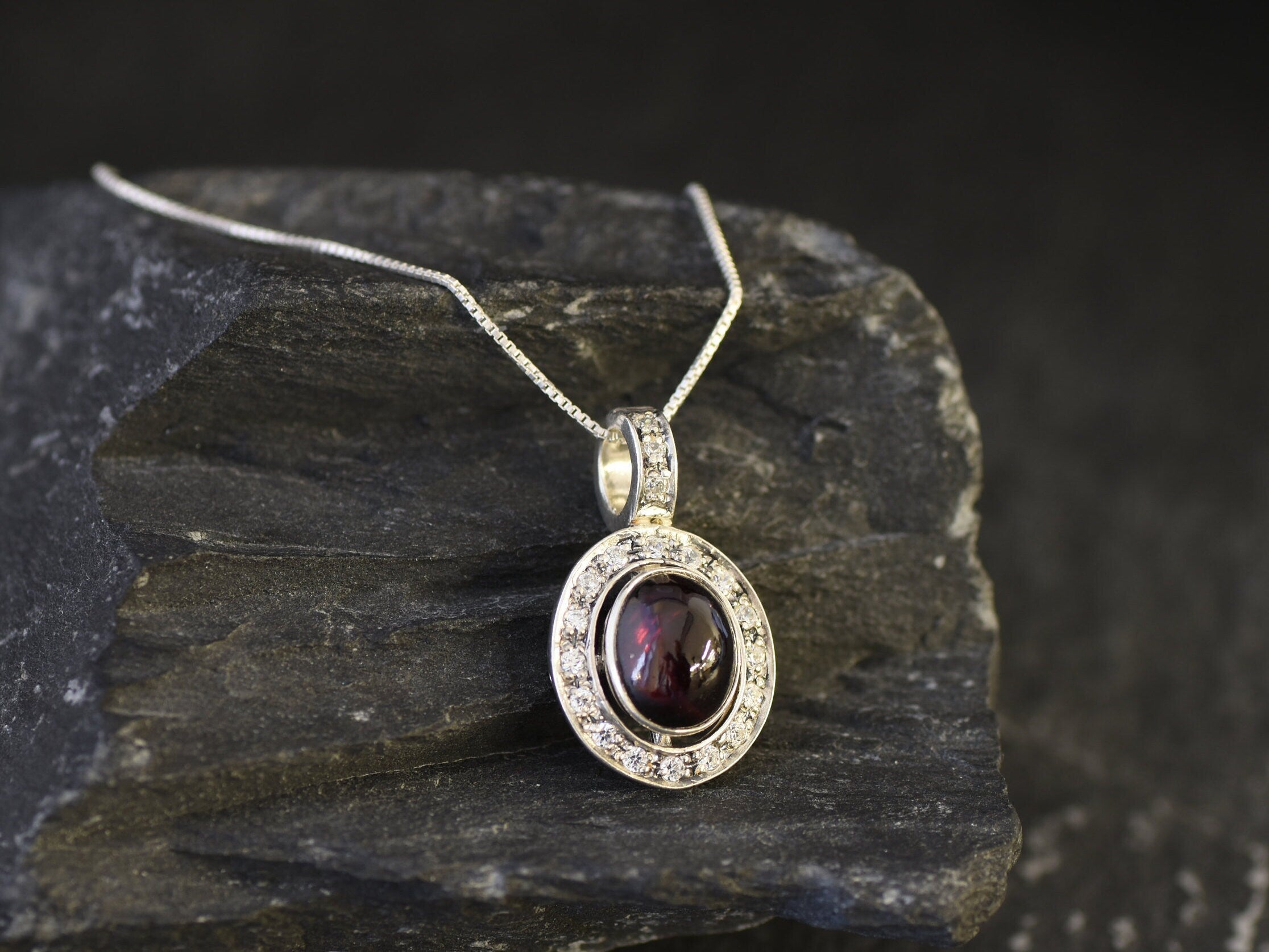 Garnet Pendant, Red Garnet Necklace, Natural Red Garnet, January Birthstone, January Pendant, Oval Garnet, Silver Red Garnet, Solid Silver