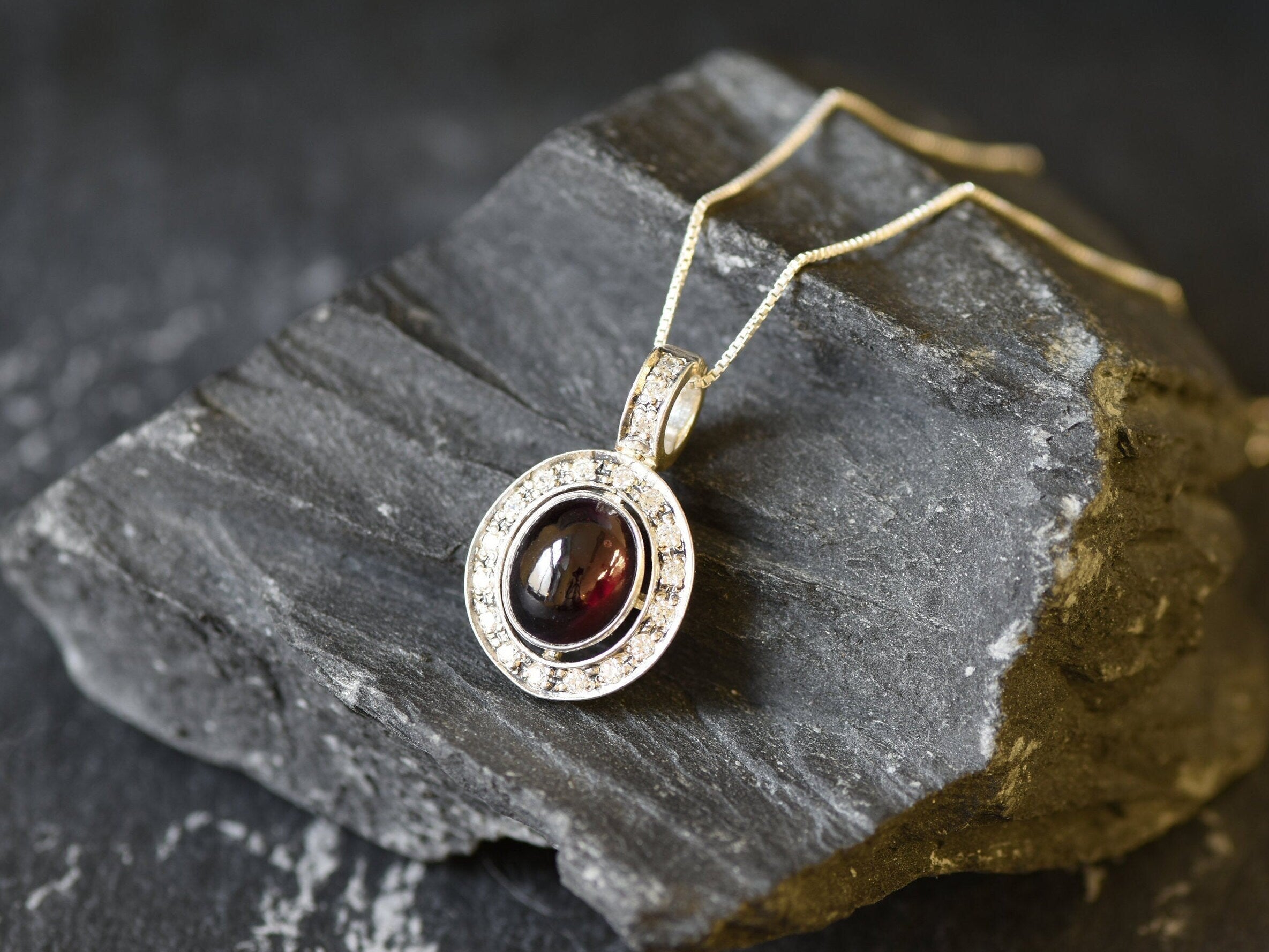 Garnet Pendant, Red Garnet Necklace, Natural Red Garnet, January Birthstone, January Pendant, Oval Garnet, Silver Red Garnet, Solid Silver