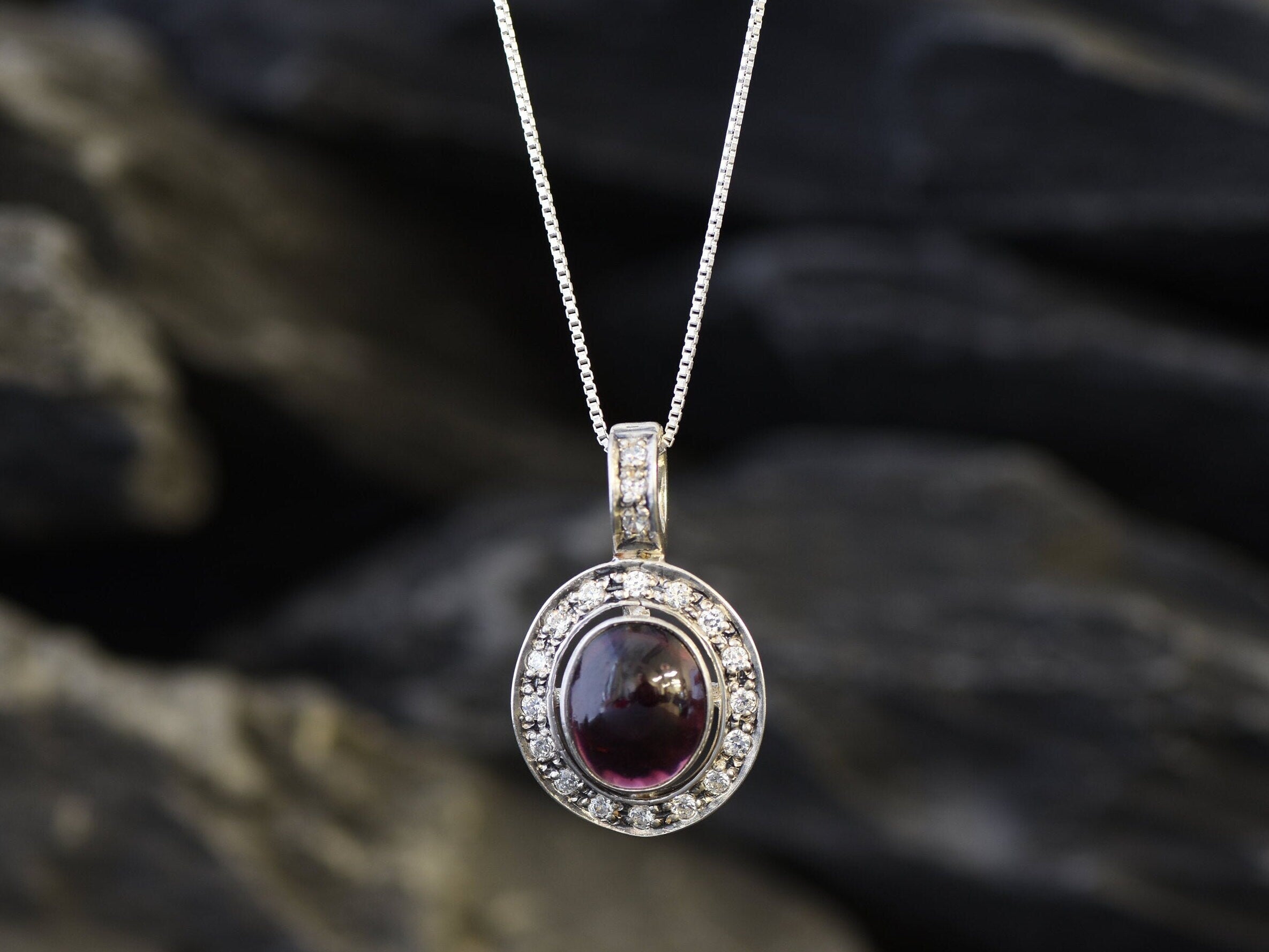 Garnet Pendant, Red Garnet Necklace, Natural Red Garnet, January Birthstone, January Pendant, Oval Garnet, Silver Red Garnet, Solid Silver