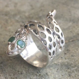 Snake Ring, Emerald Ring, Natural Emerald, May Birthstone, Healing Stones, Emerald Eyes, Snake Eyes Ring, Solid Silver Ring, Statement Ring