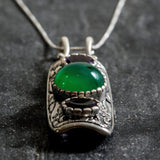 Emerald Pendant, Created Emerald, Tribal Pendant, Natural Amethyst, February Birthstone, February Pendant, Silver Pendant, Amethyst, Emerald