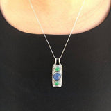 Emerald Pendant, Created Emerald, Tribal Pendant, Natural Amethyst, February Birthstone, February Pendant, Silver Pendant, Amethyst, Emerald