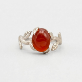 Carnelian Gold Ring - Leaf Boho Ring - Red Agate Ring