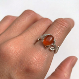 Carnelian Ring - Red Branch Ring - Olive Leaf Ring