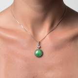Natural Jade Necklace - Large Green Pendant - Green Vintage Necklace