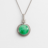 Natural Jade Necklace - Large Green Pendant - Green Vintage Necklace